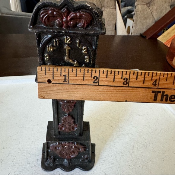 Antique Vintage Cast Iron Grandfather Clock Bank Collectible - Picture 11 of 11
